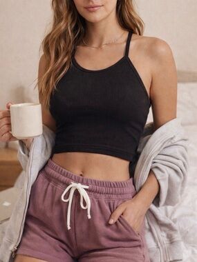 Free People FP Movement Ribbed Racerback Sports Bra Crop Tank M/L Dorm Ready